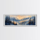 Misty Forest Sunrise Canvas Print Mountain Landscape Painting Nature Inspired Rustic Wall Art Cozy Living Room Decor Fall Aesthetic