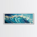Ocean Wave, Blue Coastal Wall Art, Water Splash Painting, Beach House Decor, Canvas Print, Nautical Style, Bathroom Artwork