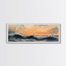 Stormy Ocean, Dramatic Sea Painting, Moody Coastal Wall Art, Nautical Decor, Canvas Print, Sunset Waves, Living Room Artwork