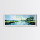 Tranquil, Marshland, Reflection, Nature, Framed Canvas Print, Living Room Wall Art, Impressionist Art, Serene Water Scene