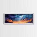 Lightning, Storm, Dramatic, Skyscape, Framed Canvas Print, Abstract Landscape Art, Dark Wall Art, Office Decor, Sky Painting