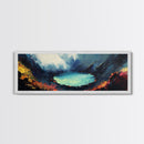 Volcanic Lake, Dramatic Scenery, Canvas Print, Dark Wall Art, Living Room Decor, Moody Landscape, Bold Colors, Office Wall Art