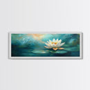 Lotus Flower, Tranquil Water, Canvas Print, Zen Wall Art, Meditation Room Decor, Calm Blue Painting, Bedroom Artwork, Boho Aesthetic