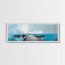 Ocean Pier, Blue Coastal Art, Nautical Wall Decor, Beach House Art, Living Room Wall Art, Seascape Painting, Canvas Print