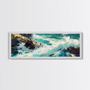 Ocean Waves, Coastal Seascape Art, Beach House Wall Decor, Blue Abstract Painting, Living Room Art, Modern Print, Canvas Print