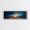 Stormy Beach Bonfire Canvas Print Dramatic Coastal Wall Art Ocean Fire Pit Painting Wilderness Adventure Decor Moody Gift