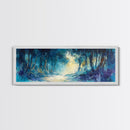 Mystical Forest, Blue Woodland Scene, Nature Art, Dark Forest Painting, Bedroom Wall Art, Canvas Print, Framed Canvas Print