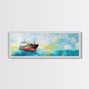Cargo Ship Ocean Framed Canvas Print Nautical Wall Art, Maritime Decor, Industrial Seascape Painting, Coastal Living Room Artwork