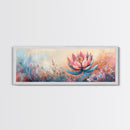 Print Blooming Lotus Flower Wall Art, Boho Floral Artwork, Feminine Botanical Decor, Bedroom Art, Pink and Blue Painting
