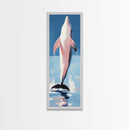 Leaping Dolphin, Ocean Wildlife, Canvas Print, Beach House Wall Art, Blue Coastal Aesthetic, Marine Life Art, Living Room Decor