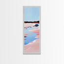 Seaside Landscape, Water Reflection, Abstract Art, Framed Canvas Print, Soft Pastel Colors, Modern Coastal Decor, Serene Wall Art