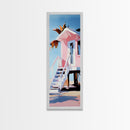Tropical Beach House, Coastal Canvas Print, Modern Wall Art, Pastel Home Decor, Living Room Artwork, Beach Aesthetic, Bedroom Art