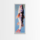 Abstract Fish, Minimalist Coastal, Blue and Pink Art, Framed Canvas Print, Modern Nautical Decor, Beach House, Kitchen Wall Art