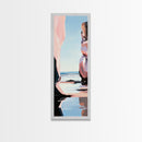 Coastal Rock, Ocean Reflections, Framed Canvas Print, Seaside Cliff Art, Beach House Decor, Minimalist Seascape, Relaxing Wall Art