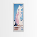 Ocean Wave Splash, Coastal Decor, Pink Beach Art, Framed Canvas Print, Modern Seascape, Minimalist Art, Bathroom Wall Art