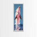 Jumping Dolphin, Ocean Wall Art, Coastal Decor, Beach House Painting, Marine Life Art, Nautical Artwork, Framed Canvas Print
