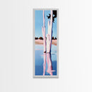 Pink Trees, Lake Reflection, Minimalist Nature, Calm Water Scene, Soft Pastel Wall Art, Tranquil Framed Canvas Print, Zen Home Decor