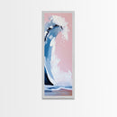 Pink Wave, Surfing Wall Art, Coastal Energy, Abstract Seascape, Ocean Motion, Beach Inspired Framed Canvas Print, Minimalist Home Decor