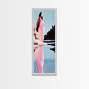 Serene Lake Art, Pastel Nature, Feminine Aesthetic, Framed Canvas Print, Modern Minimalist, Dreamy Reflection, Living Room Wall Art