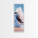 Ocean Wave Art, Coastal Surf Print, Pastel Beach Decor, Framed Canvas Print, Nautical Wall Art, Seascape Painting, Bathroom Wall Decor