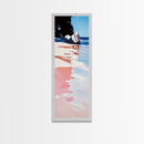 Tranquil Beach Scene, Coastal Wall Art, Pastel Ocean Print, Framed Canvas Print, Minimalist Seascape, Modern Home Decor, Bedroom Art