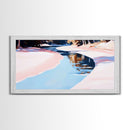 River Reflection, Serene Water Scene, Tranquil Nature Wall Art, Soft Pastel Landscape, Rustic Wilderness Decor, Framed Canvas Print