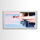 Serene Lake Reflection, Tranquil Water Scene, Minimalist Landscape, Framed Canvas Print, Living Room Wall Art, Coastal Wall Decor