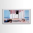 White House, Oceanfront, Rustic, Framed Canvas Print, Coastal Decor, Minimalist Art, Beach House Wall Art, Serene Living Room Art