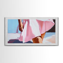Flowing Summer Dress, Feminine Boho Art, Elegant Beach Print, Fashion Aesthetic Decor, Soft Pastel Painting, Bedroom Framed Canvas Print