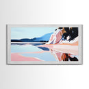 Mountain Snow, Abstract, Framed Canvas Print, landscape painting, bold brushstrokes, mountain art, Scandinavian decor, minimalist art