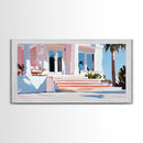 Palm Villa, Tropical House, Beach Home, Coastal Living, Pink Wall Art, Modern Architecture, Vacation House, Minimalist, Canvas Print
