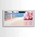 Pink Blossom, Coastal Wall Art, Living Room Decor, Framed Canvas Print, Modern Beach Painting, Pastel Home Decor, Seaside Art