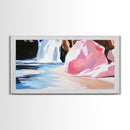 Waterfall Cove, Tranquil Scene, Canvas Print, Nature Wall Art, Serene Waterfall, Ocean Decor, Relaxing Home Art, Bathroom Wall Art