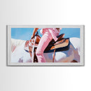 Western Rider, Cowgirl Art, Equestrian Wall Decor, Rustic Country Aesthetic, Pink and White Painting, Ranch Home Decor, Framed Canvas Print