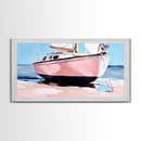 Sailboat Painting, Nautical Wall Art, Coastal Living Decor, Soft Pastel Blue and Pink, Ocean Scene, Beach House Aesthetic, Framed Canvas Print