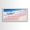 Pink Waves, Ocean Painting, Coastal Home Decor, Beach Wall Art, Summer Aesthetic, Minimalist Seascape, Canvas Print, Nautical Theme