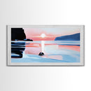 Sunset Glow, Coastal Waves, Framed Canvas Print, Minimalist Seascape, Ocean Sunset Art, Living Room Decor, Beach Aesthetic