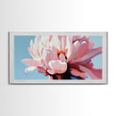 Peony Bloom, Floral Wall Art, Feminine Aesthetic, Modern Minimalist, Blush Pink Painting, Framed Canvas Print, Bedroom or Office Decor