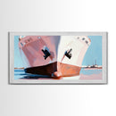 Cargo Ship, Nautical Wall Art, Coastal Decor, Modern Maritime Print, Minimalist Ocean Art, Framed Canvas Print, Office or Living Room Decor