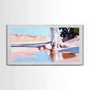 Desert Oasis, Lone Tree, Tranquil Reflection, Canvas Print, Southwestern Art, Earthy Color Palette, Minimalist Nature, Living Room Wall Art