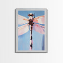 Dragonfly Art, Nature Illustration, Blue Sky Painting, Delicate Wings, Modern Wildlife, Canvas Print, Bedroom Wall Art, Minimalist Nature