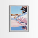 Winter Beach, Snowy Landscape, Soft Blue Sky, Minimalist Nature Scene, Abstract Seascape, Canvas Print, Office Wall Art, Calm Home Decor