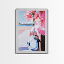 Hydrangea Vase, Coastal Painting, Framed Canvas Print, Elegant Home Decor, Minimalist Floral, Beach House Aesthetic, Gift Idea