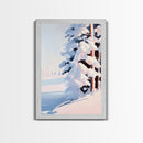 Winter Snow, Pine Tree Landscape, Framed Canvas Print, Cozy Cabin Decor, Seasonal Wall Art, Tranquil Winter Scene, Christmas Aesthetic