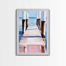 Seaside Pier View, Minimalist Coastal Painting, Tranquil Ocean Scene, Framed Canvas Print, Nautical Wall Decor, Beach House Art, Serene Living Room Art