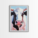 Cow Portrait, Farmhouse Animal Art, Rustic Wall Decor, Country Home Aesthetic, Modern Barn Decor, Canvas Print, Kitchen Wall Art