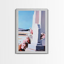 Tombstone, Cemetery, Memorial, Peaceful, Floral, Reflective, Serenity, Minimalist, Emotional, Blue Sky, Pastel, Canvas Print