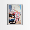 Wagon, Vintage Country, Rustic, Old West, Americana, Farmhouse, Minimalist, Warm Tones, Travel, Aesthetic, Framed Canvas Print