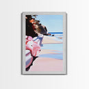 Ocean View, Coastal, Beach House, Serene, Dreamy, Pink Accents, Soft Hues, Summer, Relaxing, Minimalist, Boho, Canvas Print