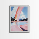 Ethereal Sky, Dreamy Seascape, Colorful Abstract Art, Rainbow Reflection, Modern Landscape, Framed Canvas Print, Living Room Wall Art